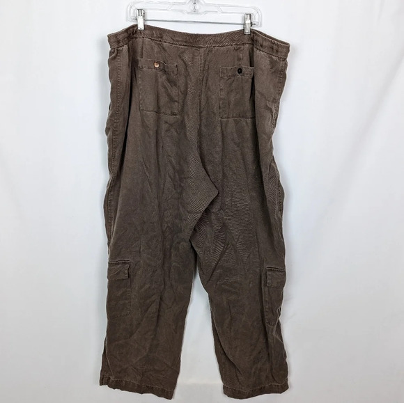 J Jill sz 26W Elastic Waist Drawstring Pants Khaki Lightweight Tencell Lyocell - Picture 2 of 7